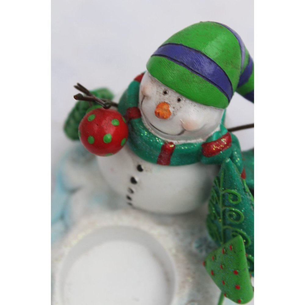 Ellen Crimi-Trent Votive Tea Light Candle Holder Porcelain Snowman